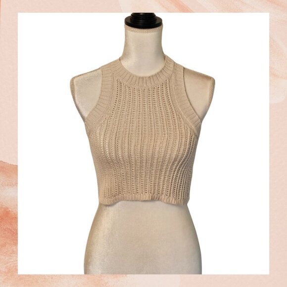 Urban Outfitters Beige Cropped Sweater Tank Top - Picture 1 of 4